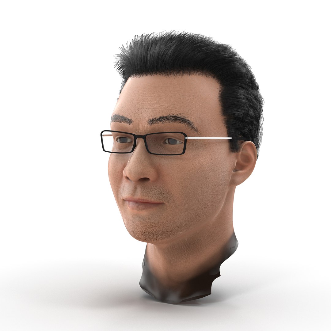 Asian Male Head 3D model preview