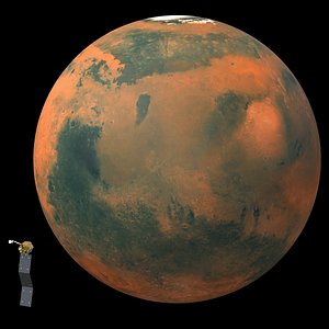 Satellite Station on Orbit Planet Mars