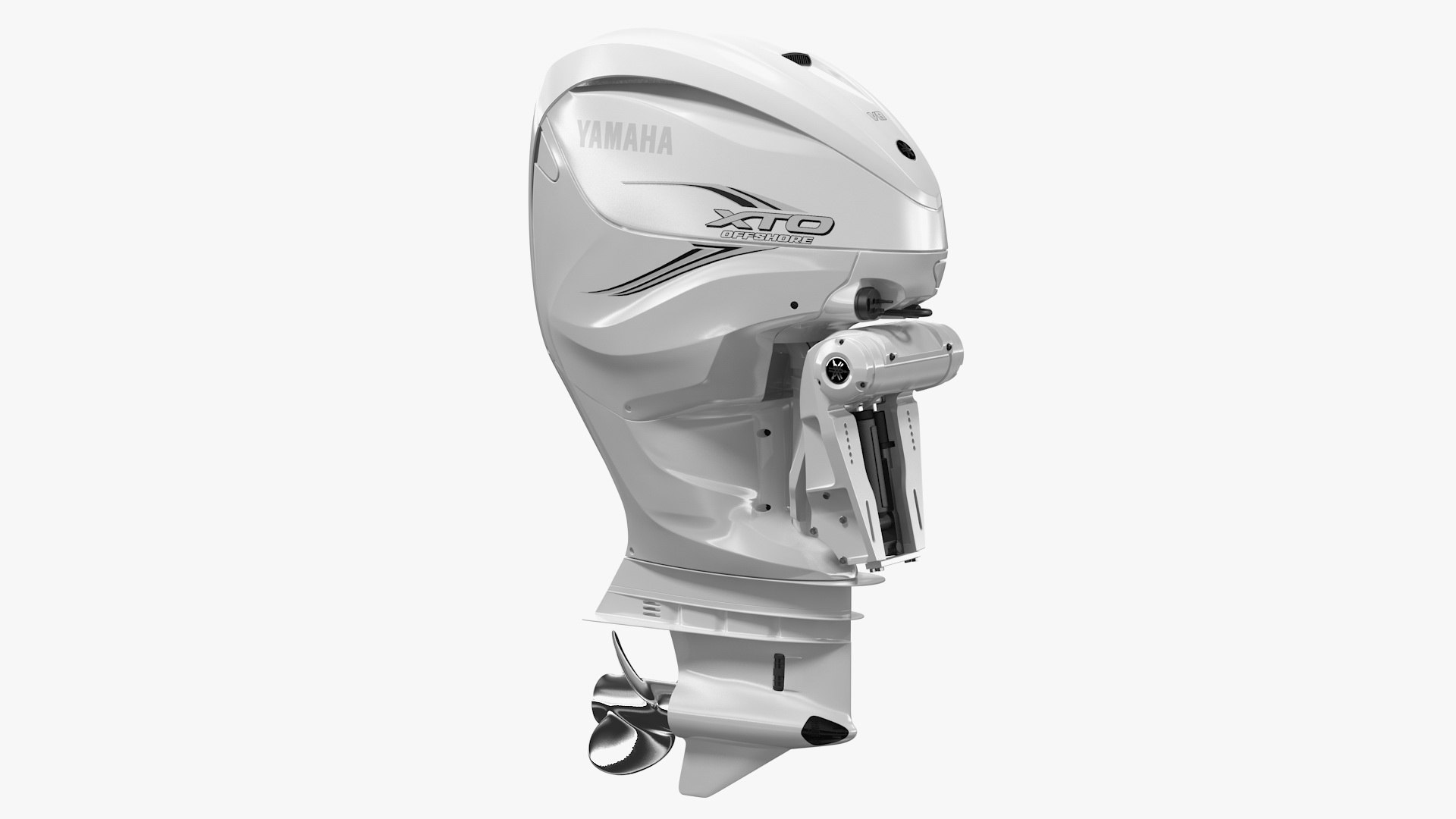 Yamaha F425A 4-Stroke Outboard Motor White 3D model preview