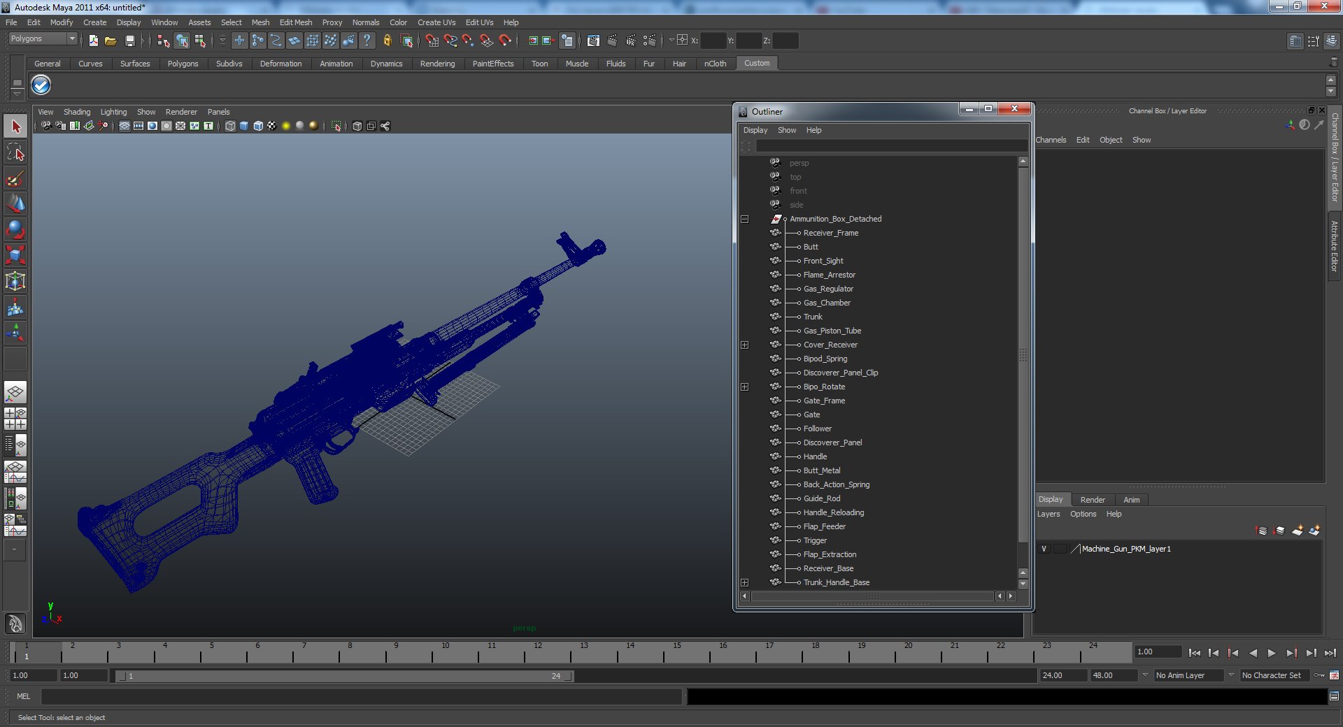 Machine Gun PKM 3D model preview