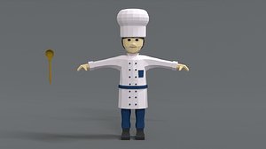 Low Poly Cartoon Chef 3D model