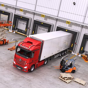 Warehouse Door with Vehicles