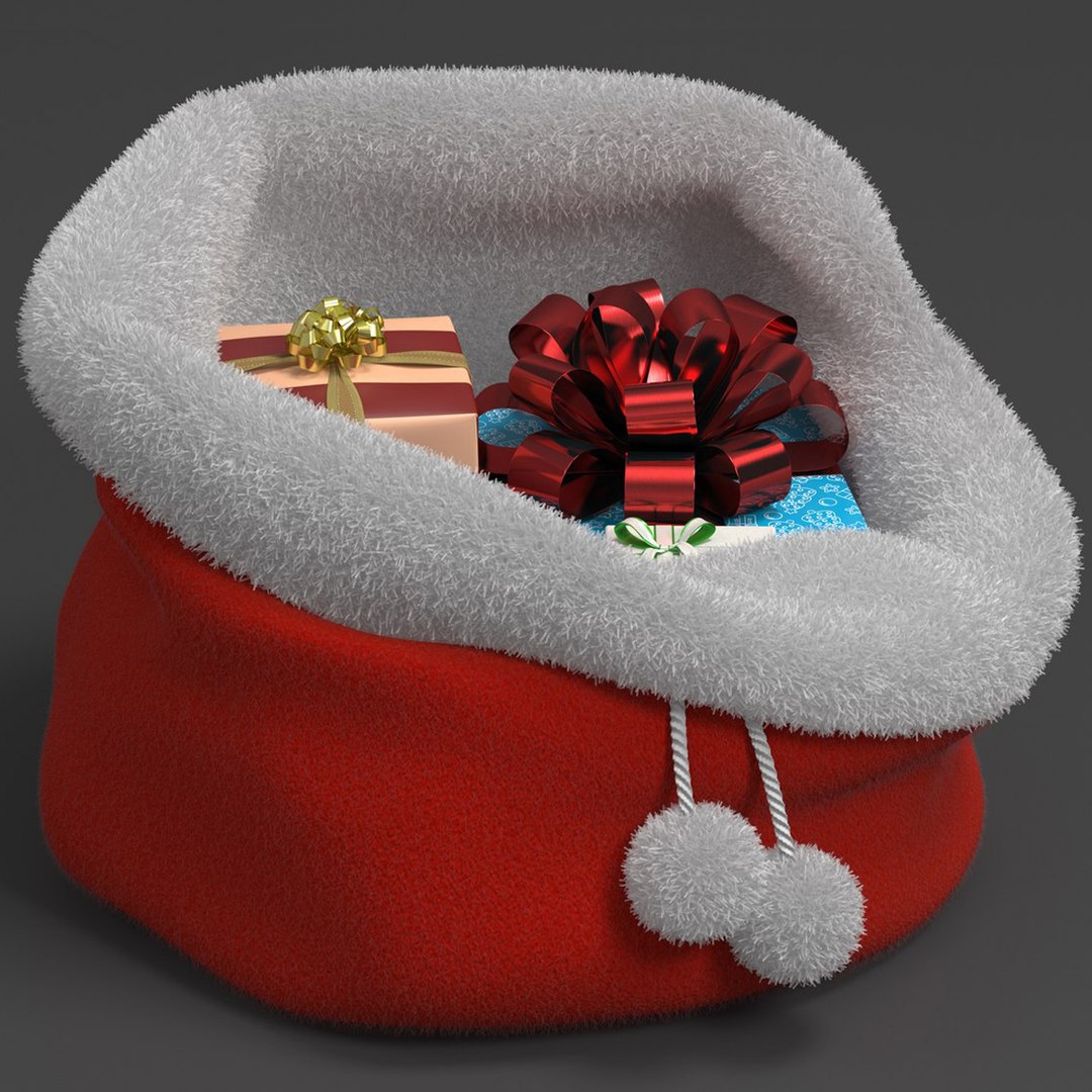 Santa Bag of Gifts Fur for Maya 3D model preview