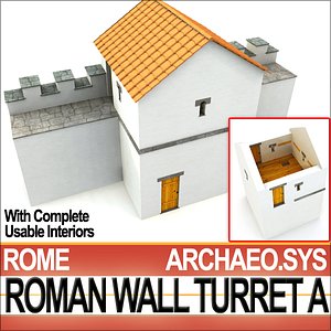 3d model ancient roman wall turret