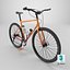 Mountain Bike 3D Model Red to Orange Gradient Frame with Bar Ends Royalty Free Brand