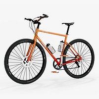 Mountain Bike 3D Model Red to Orange Gradient Frame with Bar Ends Royalty Free Brand