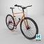 Mountain Bike 3D Model Red to Orange Gradient Frame with Bar Ends Royalty Free Brand