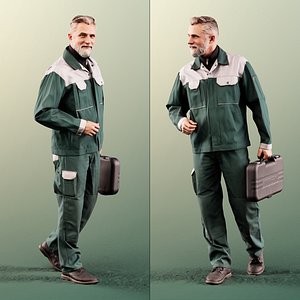 3D 11844 Alex - Male Craftsman Walking With Tool Case model