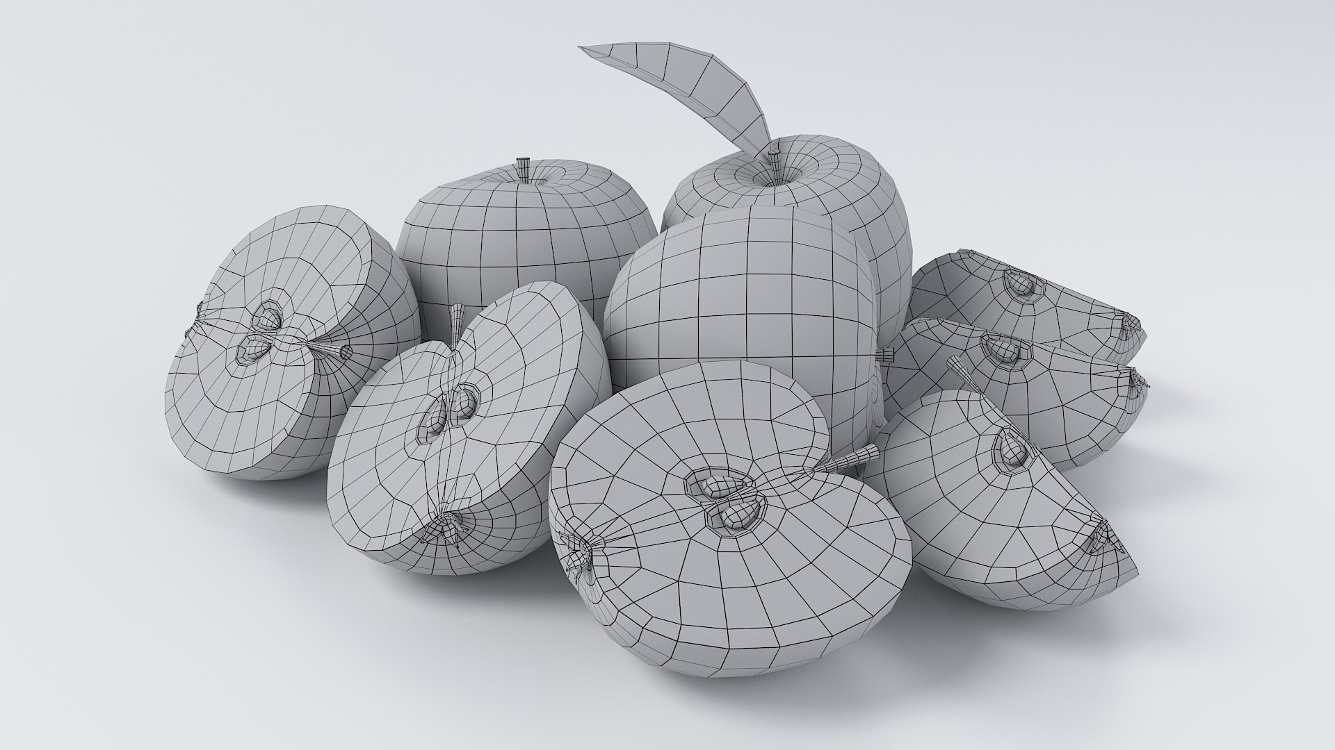 Cartoon Apple Sliced and Chopped Set 3D model - TurboSquid 2086490