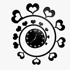 wall clock black hearts model