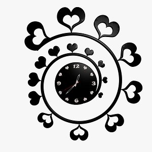 wall clock black hearts