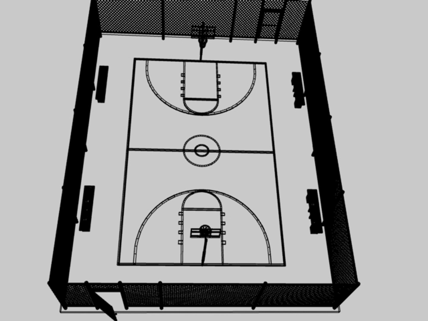 3d Basketball Courts Zipped Hoop Model