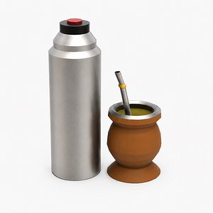 Low-Poly Mate and Termo Set 3D model