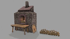 Medieval PBR Stone Oven Baker 3D model