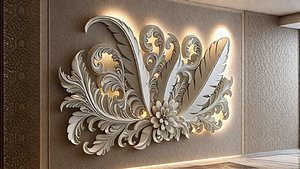 Modern Relief Wall Mural Decor CNC 3D Print 03 3D model