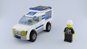 set lego patrol police officer 3D model