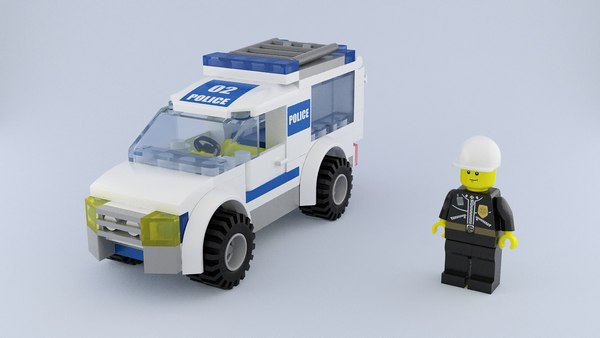 レゴ警察官と警察パトロールバンセット3dモデル Turbosquid