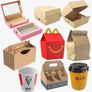 3D Detailed Takeaway Food Containers Collection