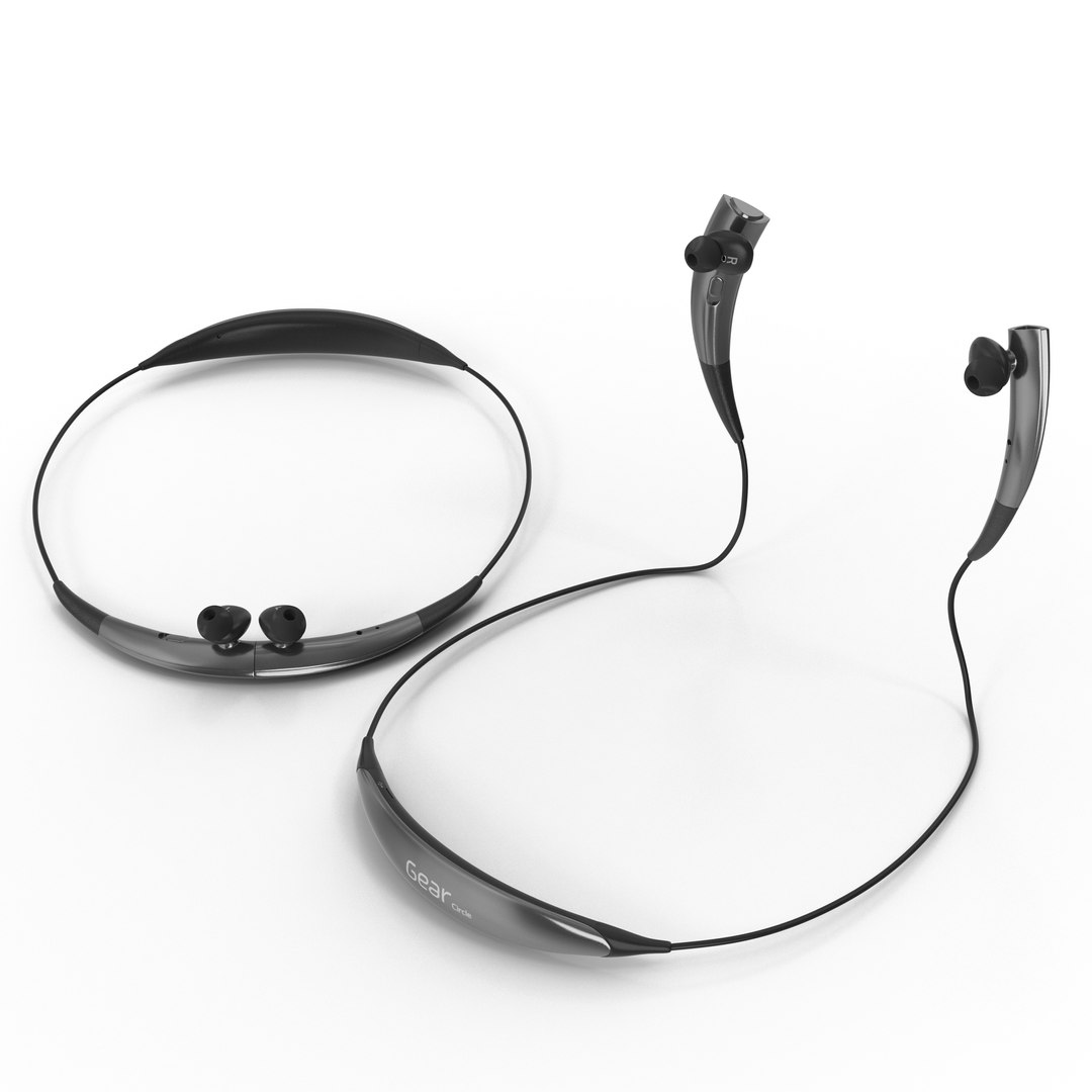 Bluetooth Headset Samsung Gear Circle Black 3D Models Set 3D model preview
