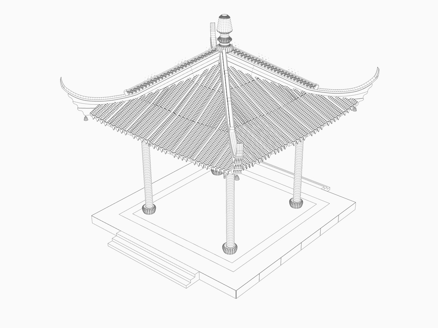 3D Traditional Chinese Square Pavilion - TurboSquid 2049135