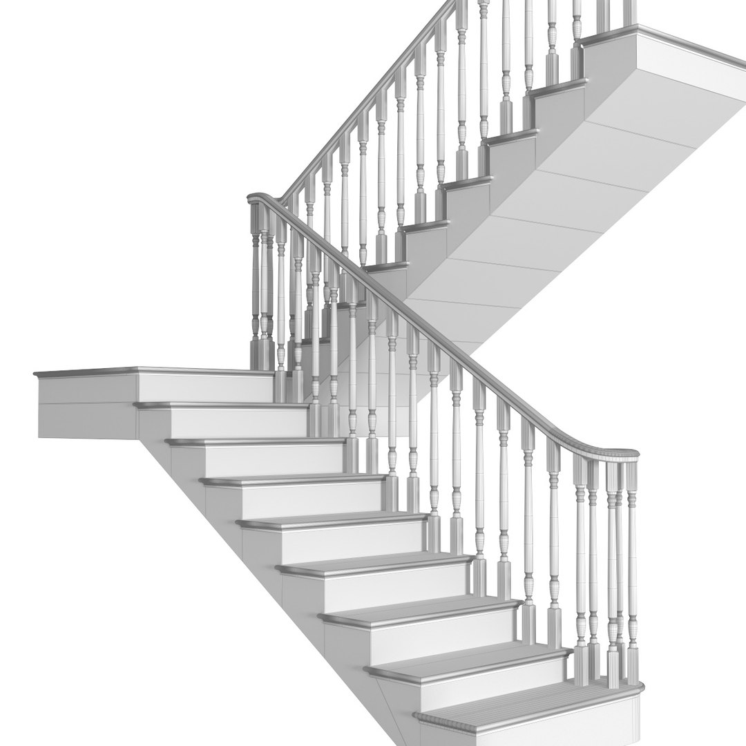 Classic Modern Interior Stair Stairway 3D Model 3D - TurboSquid 1912165