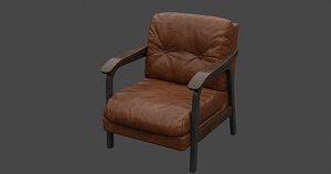 3D Single Seater Leather couch model