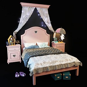 bed nightstand adelina 3D model