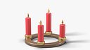 Advent Candle Ring with 4 Red Candles and Flames - Christmas Prop