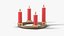 Advent Candle Ring with 4 Red Candles and Flames - Christmas Prop