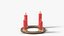 Advent Candle Ring with 4 Red Candles and Flames - Christmas Prop