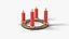 Advent Candle Ring with 4 Red Candles and Flames - Christmas Prop