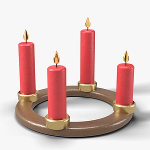 Advent Candle Ring with 4 Red Candles and Flames - Christmas Prop