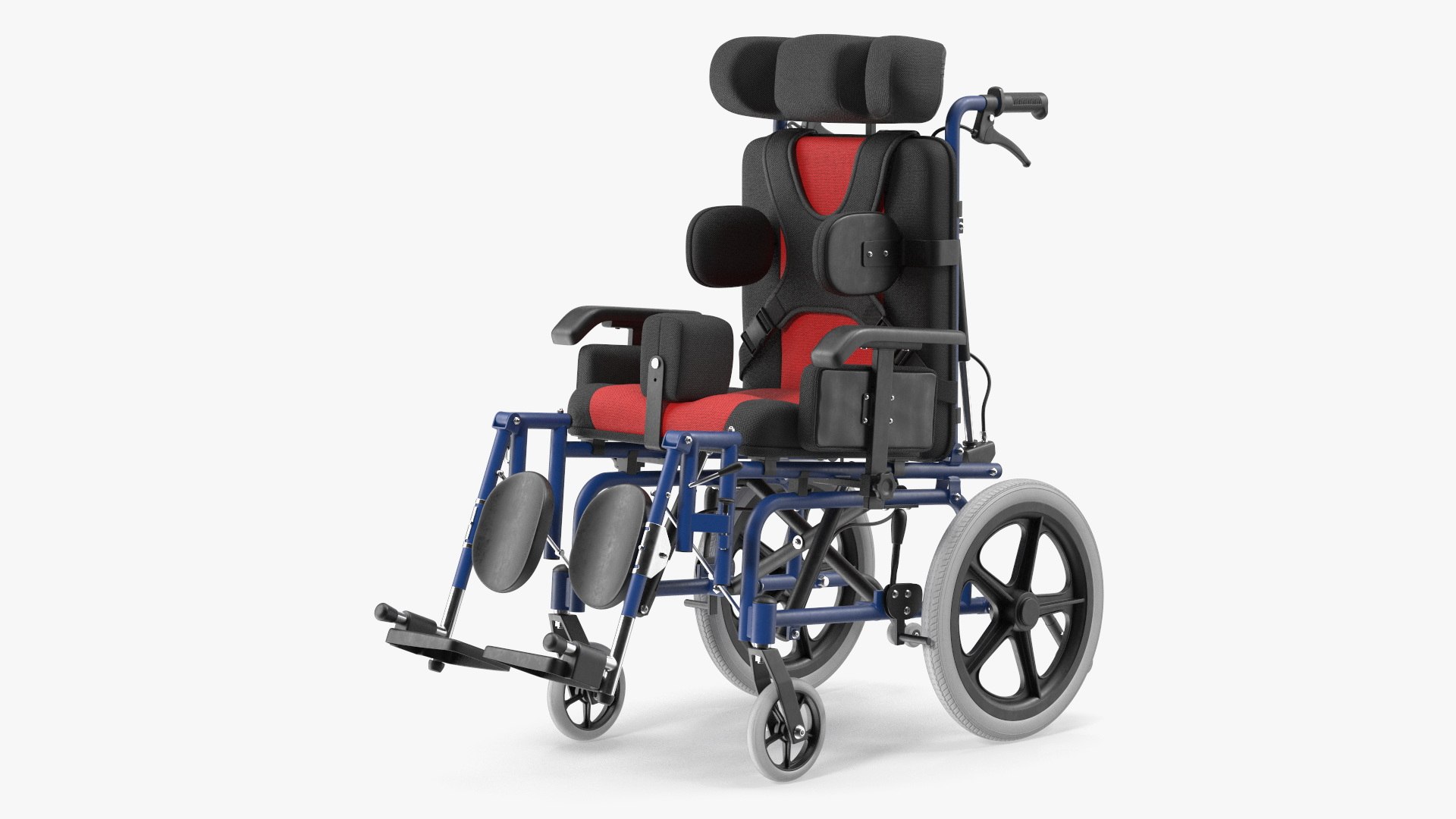 Pediatric Cerebral Palsy Wheelchair Reclining 3D model for industrial visualization, technical presentation, simulation, product rendering, and animation
