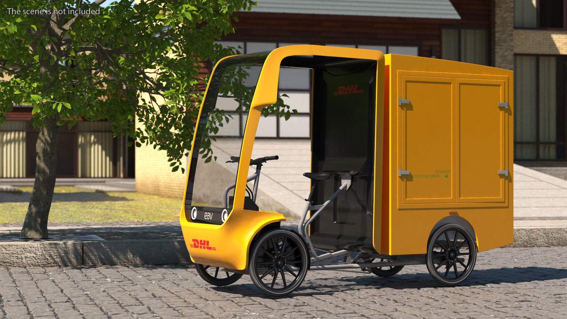 Electric Cargo Bike EAV DHL Rigged for Cinema 4D 3D model preview