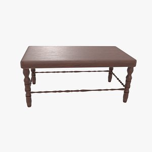 dark brown wooden coffee table 3D model