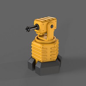 PBR Turret Gun 03 Yellow 3D model