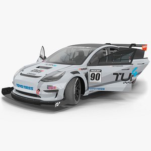 Tesla Model 3 Race Car Rigged for Maya
