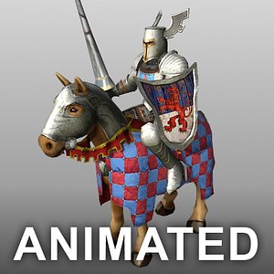 rigged mounted knight horse 3d model