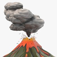 Stylized Erupting Volcano Green