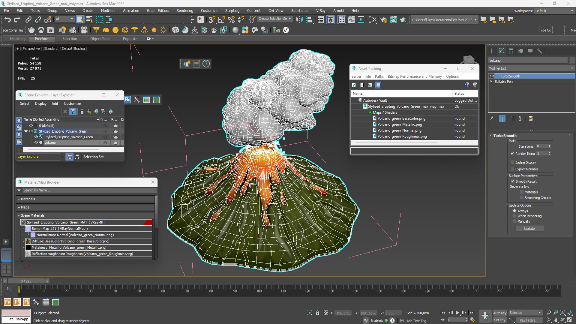 3D model Stylized Erupting Volcano Green https://p.turbosquid.com/ts-thumb/8s/RKQmgL/Jg/stylizederuptingvolcanogreenvray3dmodel023/jpg/1723873461/1920x1080/fit_q87/e57e05ec57771204e8287b03e833abaf94d076ad/stylizederuptingvolcanogreenvray3dmodel023.jpg