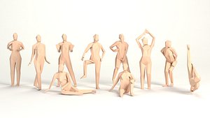 Cartoon low poly naked women