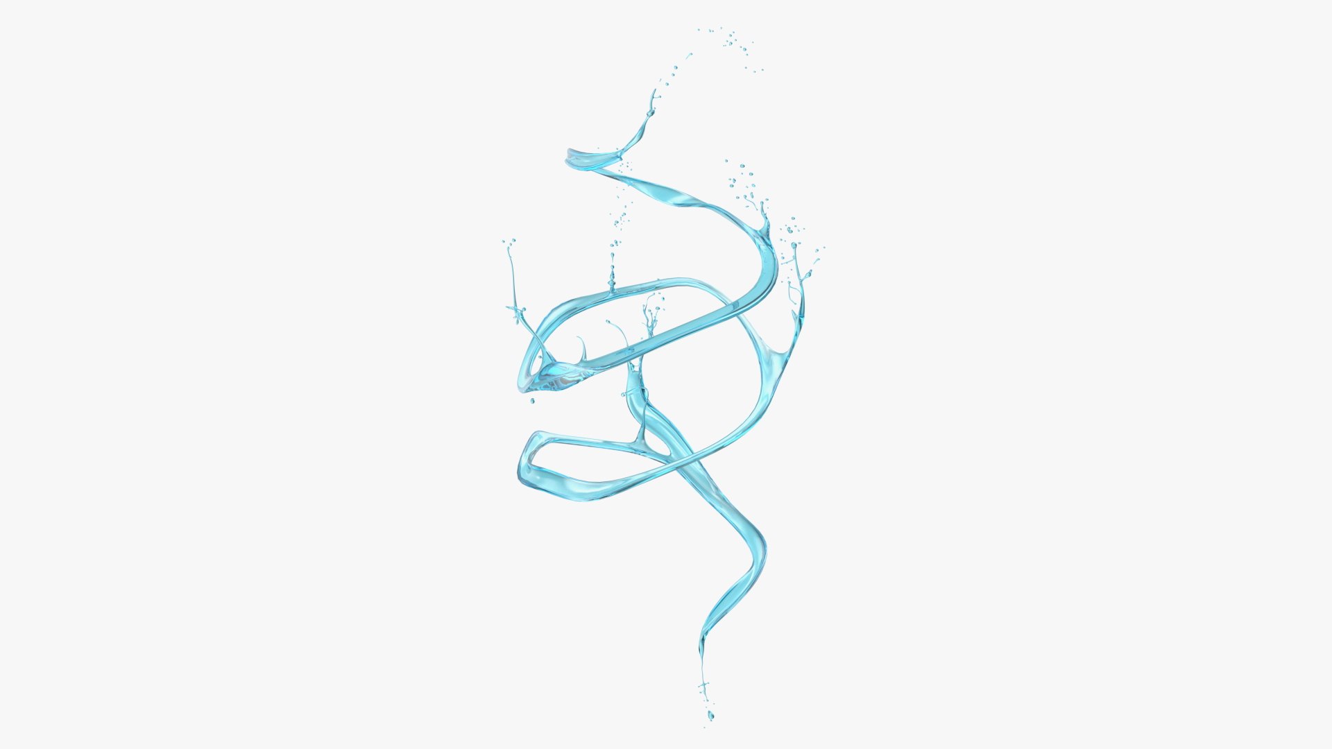 Abstract Liquid Splash Blue Water 3D model preview