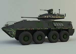 Military vehicle with LAV-25 tires 3D model