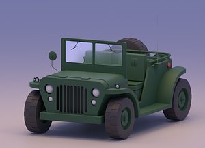 3D model world war cartoon military jeep