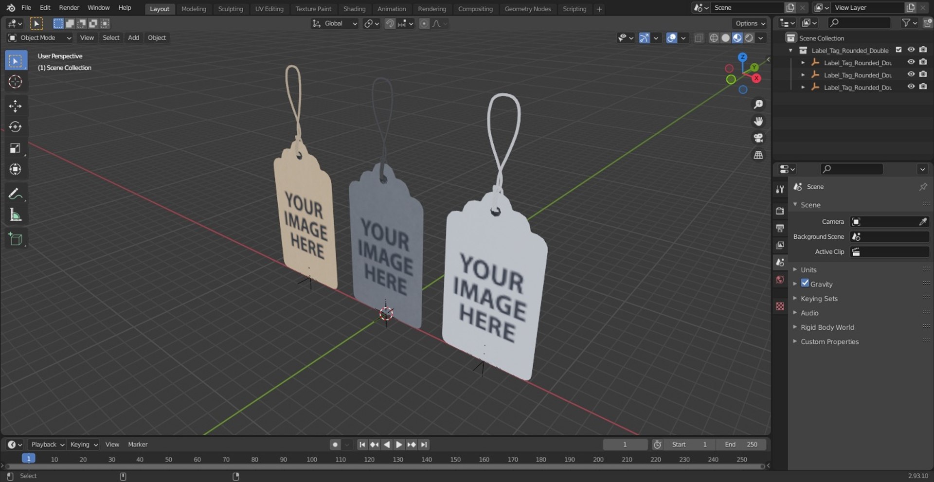 Label Tag Rounded Double model - TurboSquid 1957809