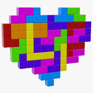 3D tetris blocks heart