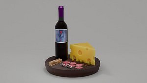 3D wineandcheese