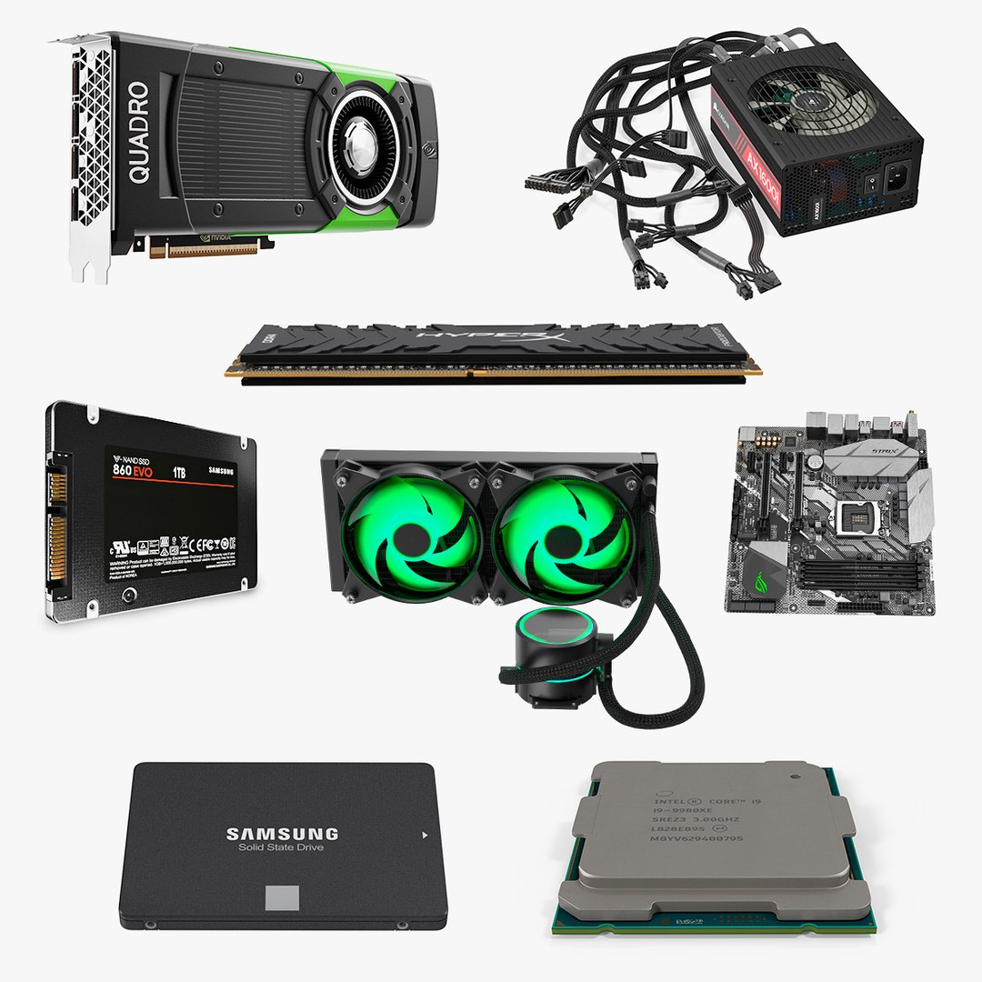 Computer Components Collection 5 3D model preview