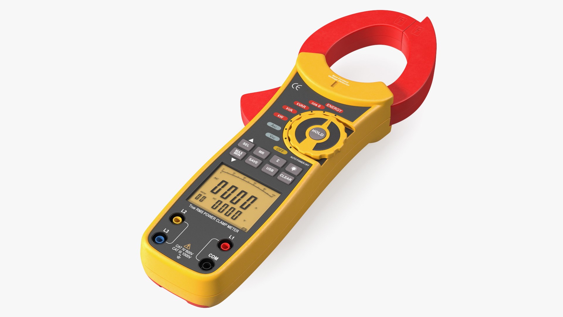 Clamp Digital Wattmeter CEM Yellow 3D model preview