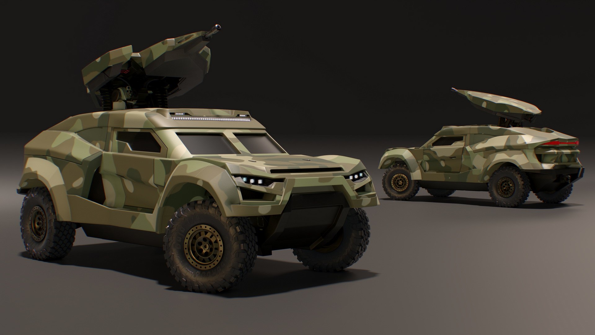 Military Interceptor Vehicle In Camouflage Rigged For Maya 3D Model ...